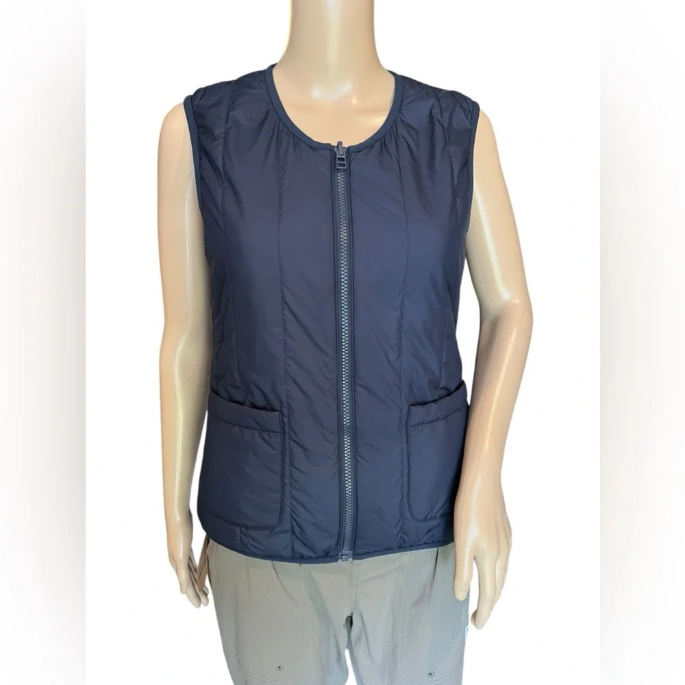 TORY BURCH SPORT 2 IN 1 JACKET & VEST Womens Hooded Convertible Navy Blue S - Picture 7 of 14